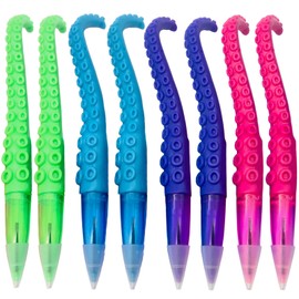 Maydahui 24 PCS Octopus Tentacle Shaped Ballpoint Pen Funny Finger Puppet Pens Devilfish Pen Black Ink Soft Silicone for Boys Party Students