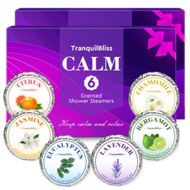 TranquilBliss Shower Steamers, Shower Bombs with Natural Fragrance, Self Care& Relaxation, Mother's Day, Christmas Birthday for Women and Mom, Individually Packaged, Purple Set 2 Packs（12 Tablets）