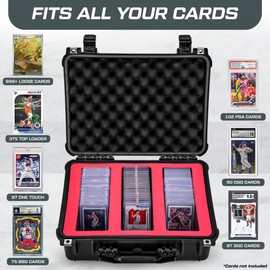Graded Card Storage Box - Water Resistant Trading Card Slab Case for Sports Cards - PSA, TCG, CSG, BGS, SGC Slabs, Toploaders, and Loose Collectibles - Rugged & Lockable Holder and Collection Box
