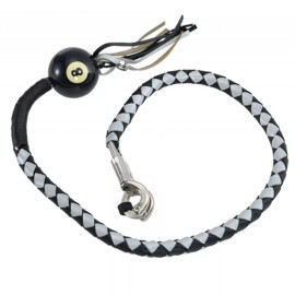Dream Apparel 36" Leather Motorcycle Get Back Whip for Handlebar Biker with Ball, Black Silver