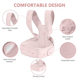 flintronic Posture Correcto for Men and Women, Breathable Back Brace, Back Support Back Straightener, Adjustable Lumbar Shoulder Belt, for Body Correction, Relieve Back, Shoulder Pain, Pink (L)