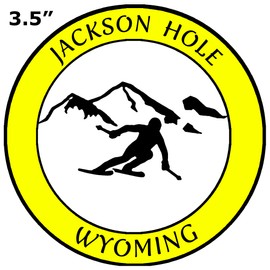 Athena Brands Jackson Hole, Wyoming Sports Skier - Car Truck Window Bumper Sticker Decal - Neon Yellow