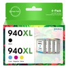 PikBey 940XL High Yield Ink Cartridge Combo Pack (4-Pack, Black/Cyan/Magenta/Yellow):