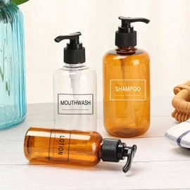 64 piezas de etiquetas transparentes impermeables para botellas, juego de etiquetas minimalistas de dispensador de jabón para baño/cocina estilo granja, etiquetas de limpieza transparentes para jabón