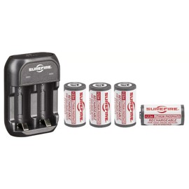SureFire Rechargeable 123A Batteries (x4) and Charger SFLFP123-KIT