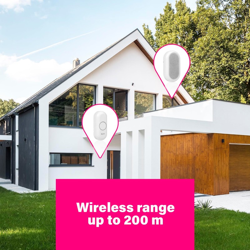 Byron Wireless Doorbell Set – Multi-Colour Visual Alert – Mute