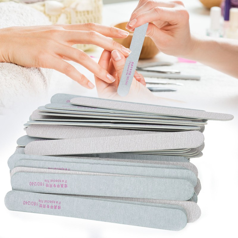 50pcs Nail Files Double Sided 180/240 Grit Nail Buffering Files