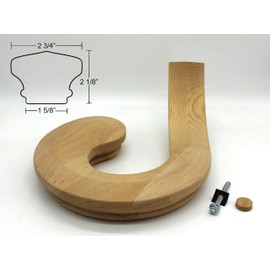 7730 Left Hand Volute, 6701 Series, Hardwood Red Oak Stair Handrail Part