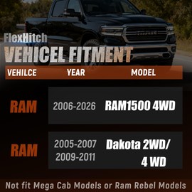 FlexHitch 2.5" Front Leveling Lift Kits for 2006-2026 Ram 1500 4WD, Suspension Strut Aluminum Spacer Raise 2.5" Front Suspension for Ram 1500