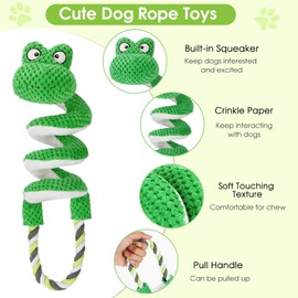 Eneston Duty Dog Rope Toys with Crinkle Paper & Squeaker - Interactive Tug of War Pull Toy for Puppy Boredom, Teeth Cleaning -Tough Chew Toys for Small, Medium, and Large Breeds