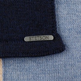 Stetson Merino Stripes Wool Scarf Striped Scarf Merino Scarf Women / Men – Made in Italy Winter Autumn Winter, blue / beige