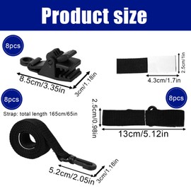 24pcs Pool Solar Cover Reel Attachment Kit, Universal Straps and Clips for Inground Pool Blankets Includes 8 Solar Cover Clips 8 Nylon Straps with Touch Fastener Ends & Buckles