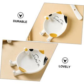 Ipetboom Cartoon Cat Ceramic Spoon Holder Kitchen Utensil Rest Stand for Ladles Spatulas Spoons Countertop Accessory for Stove Top Cute Kitchen Gadget for Cooking Housewarming