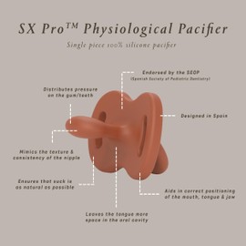 Color Essence SX PRO Silicone Baby Pacifier 1Pk, Made with 100% Soft Silicone, Baby Essentials Perfect for Breastfeeding Babies, Designed in Spain, 6-18 Mths, Bright Mustard