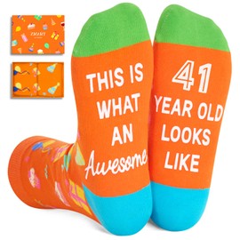 Zmart 41st Birthday Gifts - Women Men Socks for 41 Year Old Male Female, Unique Birthday Gift Ideas for Friends Turning Their 40s