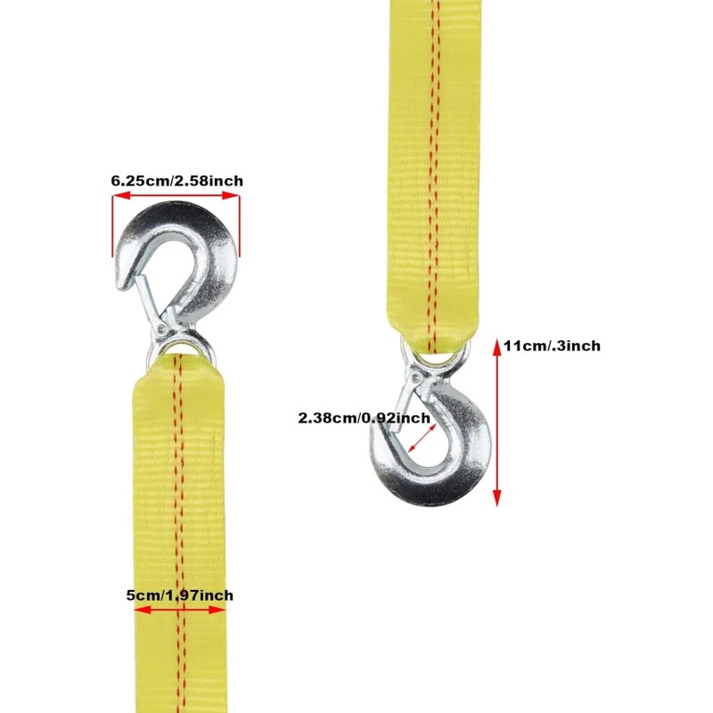 XSTRAP STANDARD 2in x 20ft Tow Strap with Hooks 11,000LB