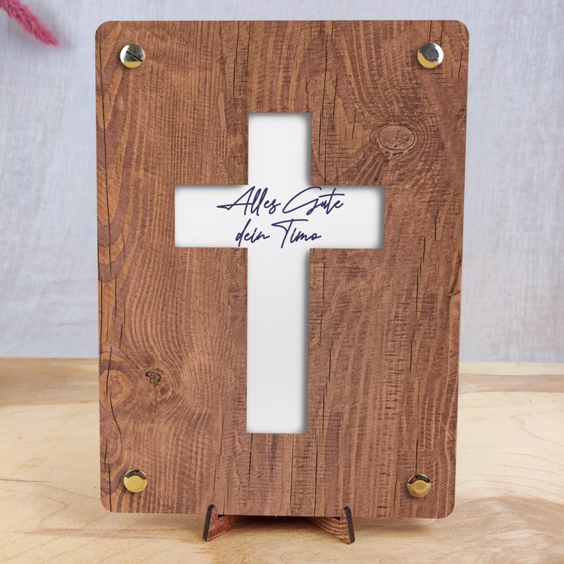 Konfirmation Geldkarte - XL Geldgeschenk aus Holz inkl. Ständer |