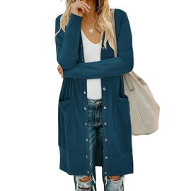 II ININ Women Cardigans for Women UK Ladies Long Cardigan Fall Lightweight Knit Cardigan Dark Blue