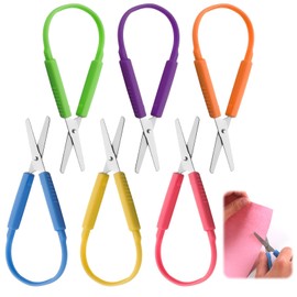 Mini Loop Scissors 6Packs Cute Self-Opening Handle Safety Scissor for Kids 14cm Adaptive Design Right and Left Handed Easy Grip for Toddlers Children Schools Special Need Daily DIY Crafts
