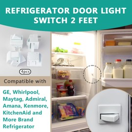 4-Pack Refrigerator Door Light Switch 2 Feet Compatible with Whirlpool, Kenmore, KitchenAid, Magic Chef, Maytag, Admiral Freezer Momentary Fridge Switch (2-Pin NC 2.5A AC White)