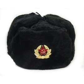 Ushanka Ushanka-Hut, russisches Fell, Schwarz, 56