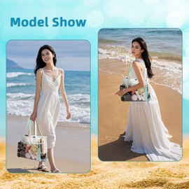 TINYAT Large Clear Tote Bag for Women Transparent Beach Bag with Zipper Mesh Beach Bag Shoulder Bag for Vacation Swim Gym