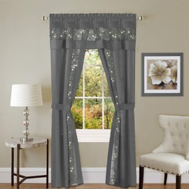 Achim Home Furnishings Fairfield 5 Piece Window Curtain Set, 55" x 63", Grey