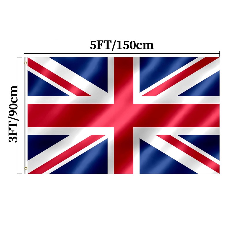 UK Flag 90 x 150 cm British Flag with Brass