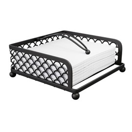 U Chef Servilletero de Metal, servilleteros para mesa, Servilleteros para Mesa Elegantes, Servilletero de Papel Plano con Brazo Dispensador, Cesta cuadrada de metal para servilletas de cena