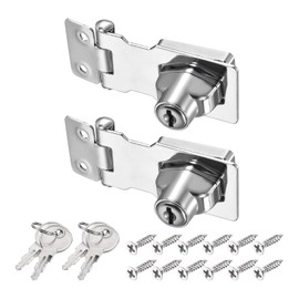 PATIKIL Keyed Hasp Locks, 2 Pack 2.5 Inch Twist Knob Locking Hasp Lock Metal Safety Hasp Latches for Cabinet Small Door, Keyed Alike, Silver