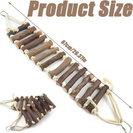 ZAHD Bridge Made of Parrot Wood Parrot Ladder Wooden Rope Ladder with Rope Swing Birds Wooden Ladder Bridge Handmade Bird Ladder Climbing for Small Parrots Parakeets Cockatiels