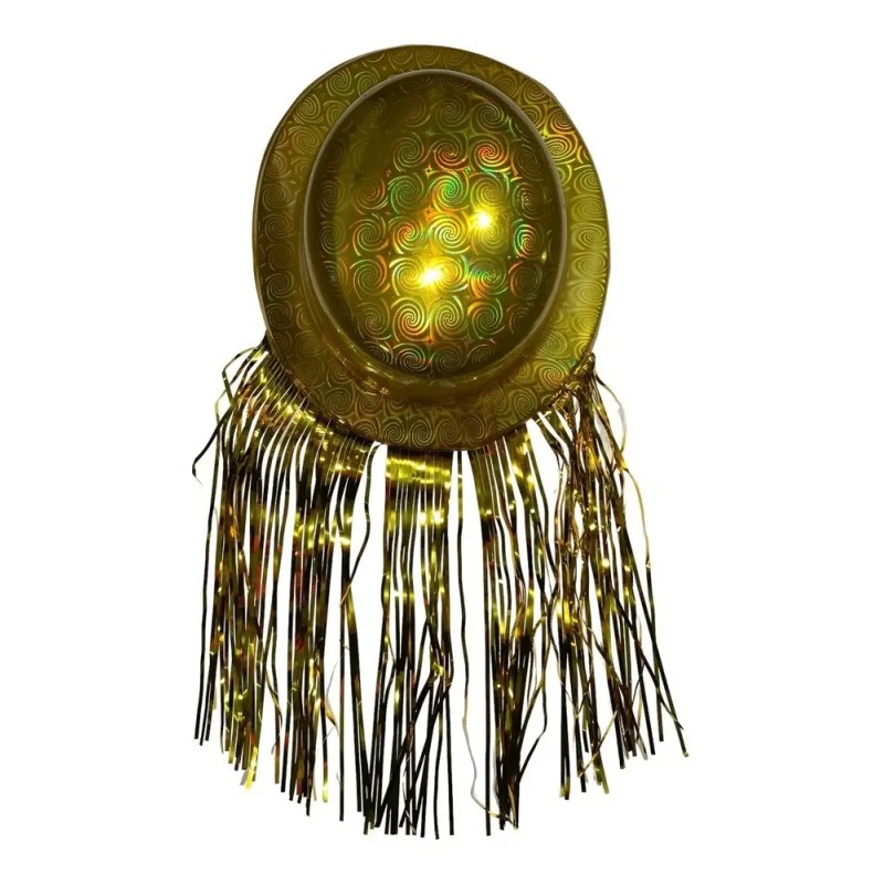 24 Sombrero Bombin Peluca Metalica Color Fiesta Glow Color