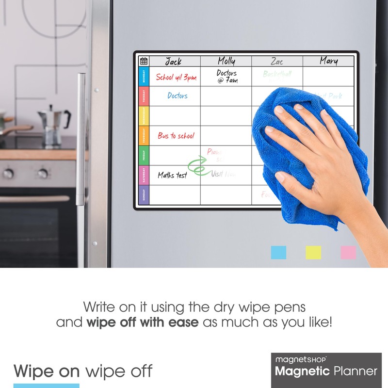 TMS A3 Magnetic Weekly Planner and Dry Wipe Pens |