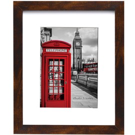 PEALSN 11x14 Picture Frame Set of 6, Display Pictures 8x10 with Mat or 11x14 Without Mat for Wall Mounting or Table Top Display, Photo Frames Collage for Wall Decor, Rustic Brown