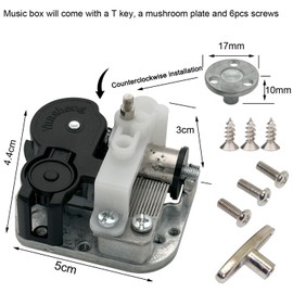 Wind Up Music Box with Rotating Mushroom Plate -Over The Rainbow, Yunsheng Musical Mechanism Movement for DIY Wooden Music Boxes
