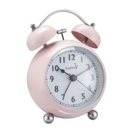 FLOITTUY {Reloj despertador alto para personas que duermen profundamente} Reloj despertador con doble campana de 3.5 pulgadas con retroiluminación para dormitorio, sin garrapatas, lindo (rosa)