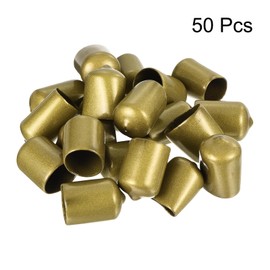uxcell 50pcs Round Rubber End Caps 23/32"(18mm) Gold Vinyl Cover Screw Thread Protectors