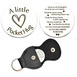 Best Friends Gifts Pocket Hug for Women Men Thank You for the Laughter Pocket Hugs for Best Friends Christmas Birthday Gift for BFF Bestie Pocket Hug Tokens with PU Leather Keychain