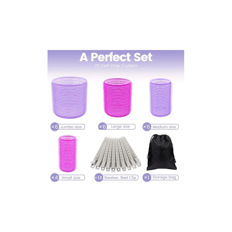 33pcs Hair Rulos Tubos Plástica Para Cabello Autoadheribles Rojo Y