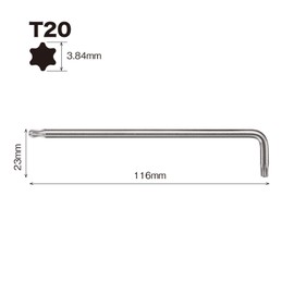 Vessel 8500BTX Torx L-Type Wrench T20 Ball End Type