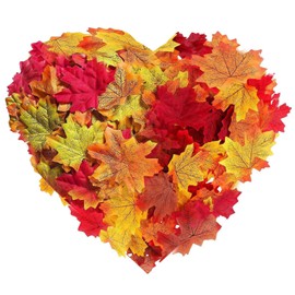 DOETYD 300 Pcs Artificial Autumn Maple Leaves,Mixed 6 Colors Fake Leaves for Thanksgiving Weddings House Fireplace Wall Autumn Decorations
