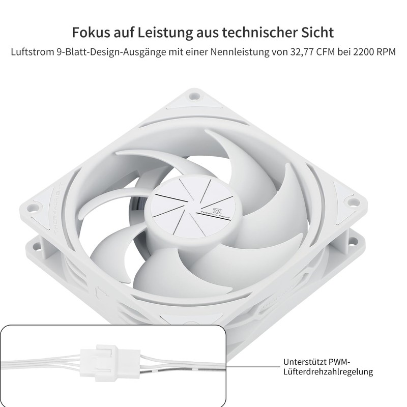 Thermalright TL-P9W CPU PWM Fan PC Case Fan Silent 4PIN