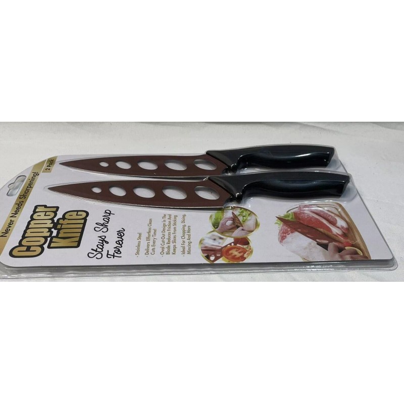 Tekno 2 Pack Kitchen Knife Set Stainless Steel Blade Copper