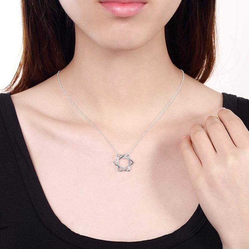 Loves Hexagram Necklace, Hexagon Pendant, Amulet, Accessory, Gift