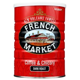 French Market Coffee & Chicory Dark Roast Ground Coffee, 12oz Can (Pack of 6)