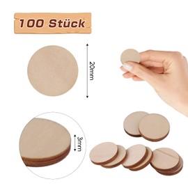 FITYLE Pack of 100 Wooden Discs Wood Scrapbooking Round Wooden Discs 20 mm DIY Decorations