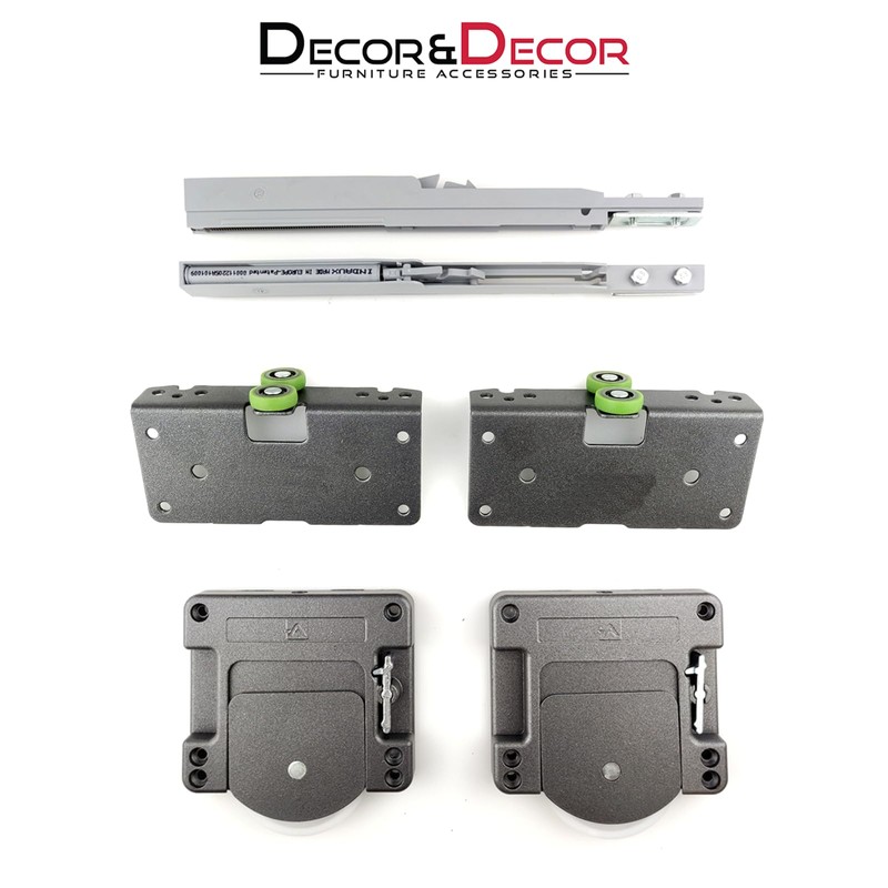 DecorAndDecor Sliding Wardrobe Door Track Gear Kit with Soft Close