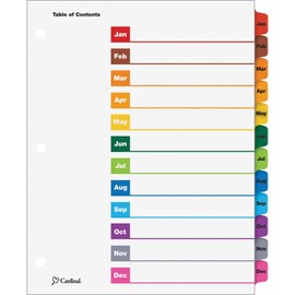 Cardinal OneStep Binder Dividers, 12-Tab Monthly, Customizable Table of Contents, Reversible Multicolor Tabs, 1 Set (60318CB)