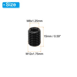 PATIKIL Thread Adapters Sleeve Reducing Nut, 10 Pcs M12xM8x15mm Male to Female Repair Insert Nut Screw Reducer Conversion Metal Fastener, Black