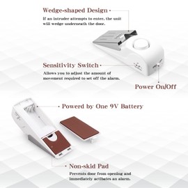 EMDMAK Door Stop Alarm with 120DB Siren Door Stop for Home & Travel (White) (Pack of 4)